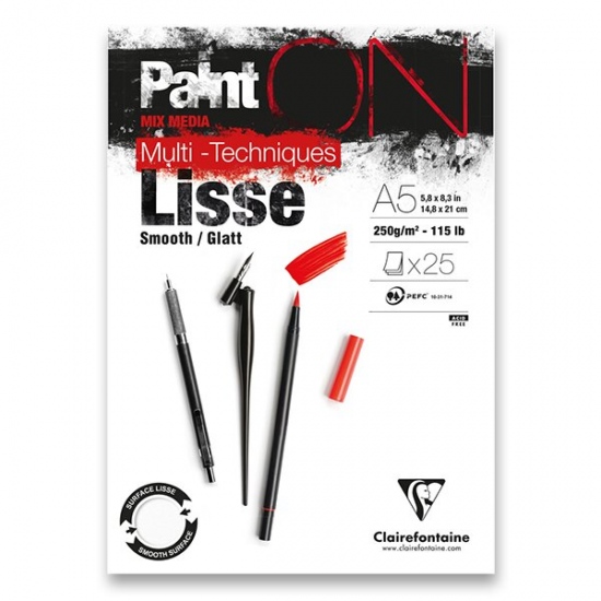 Blok Clairefontaine Paint on Smooth A5, 25 listů, 250g Clairefontaine