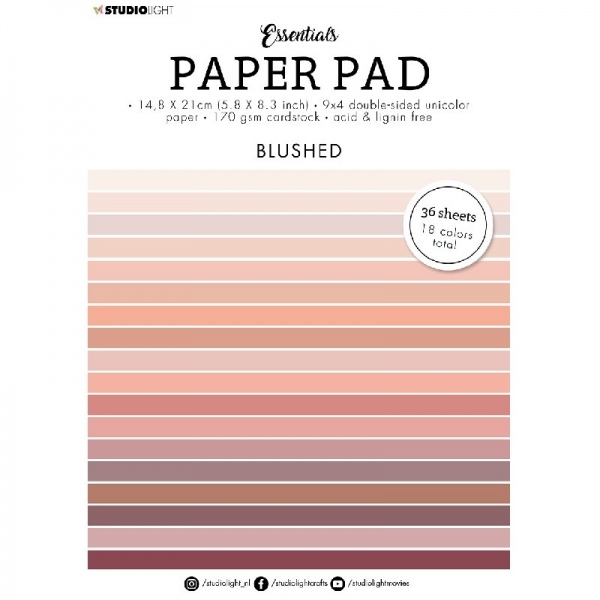 Blok barevných papírů Studio Light, A5 (36 listů) – tělové a zemité odstíny Aladine