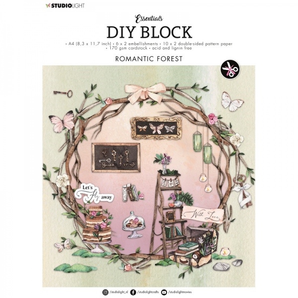 DIY Blok s výseky, A4, 32 l. - Romantic Forest Aladine