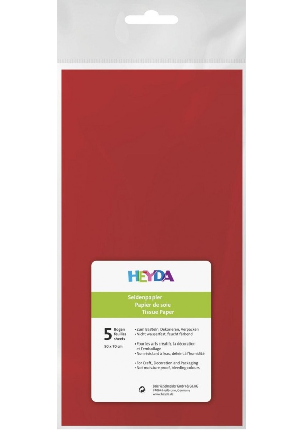 HEYDA Hedvábný papír 50 x 70 cm - červený 5 ks DAVER, spol. s r.o.