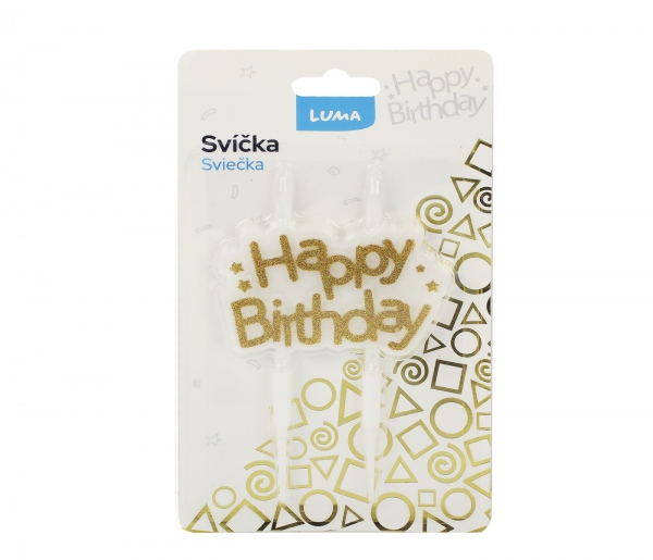 Svíčka HAPPY BIRTHDAY zlatá LUMA LUMA