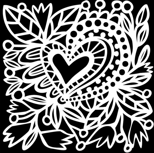 Šablona TCW 6aquot;x6aquot; (15,2x15,2 cm) - Botanical Heart Aladine