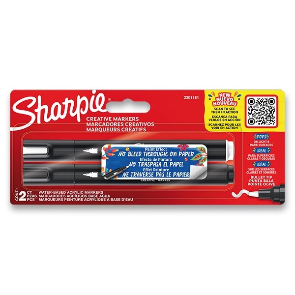 Akrylový popisovač Sharpie Acrylic Marker Bullet sada 2 barvy, černá a bílá Sharpie