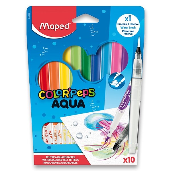 Dětské fixy Maped Color'Peps Aqua sada 10 barev + vodní štětec Maped