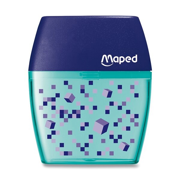 Ořezávátko Maped Shaker Pixel Party - s odpadní nádobkou stojánek, 20 ks, 2 otvory Maped