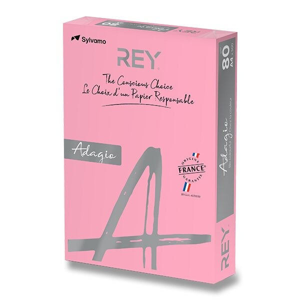 Barevný papír Rey Adagio intenzivní sytost, 500 listů, výběr barev tm. růžová Rey
