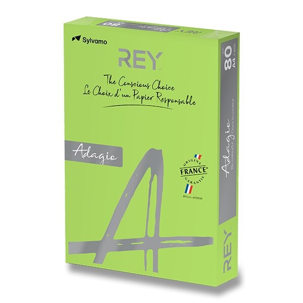 Barevný papír Rey Adagio intenzivní sytost, 500 listů, výběr barev jarní zelená Rey