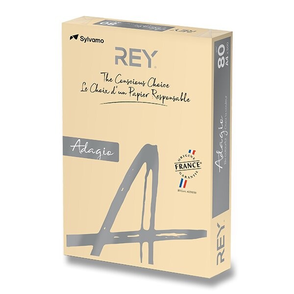 Barevný papír Rey Adagio pastelový, 500 listů, výběr barev pískově žlutá Rey
