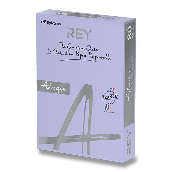 Barevný papír Rey Adagio pastelový, 500 listů, výběr barev levandule Rey