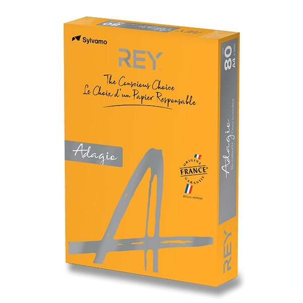 Barevný papír Rey Adagio intenzivní sytost, 500 listů, výběr barev sv. oranžová Rey