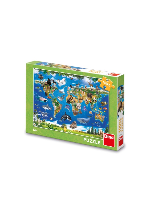 Puzzle Mapa zvířat 100 XL dílků DINO