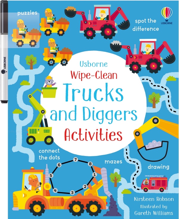 Wipe-Clean Trucks and Diggers Activities Usborne Publishing