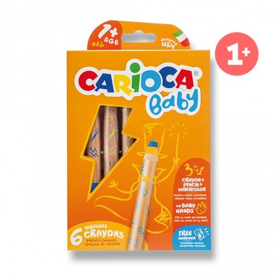 Pastelky Baby Crayon 3 in 1 6 barev Carioca