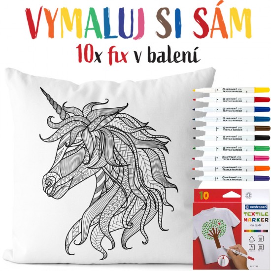 Polštářek s omalovánkou Unicorn IMPAR SUBLIMACE a.s.