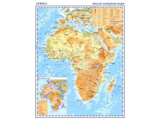 Afrika - fyzická mapa, fm A3 Kartografie