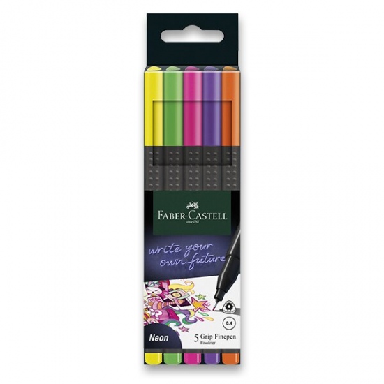 Fineliner Faber-Castell Grip 5 barev, neon Faber-Castell